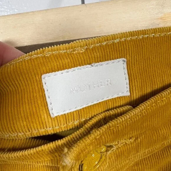 Mother Mid Rise Dazzler Ankle Corduroy Pants Size 32 Hopscotch Honey Yellow